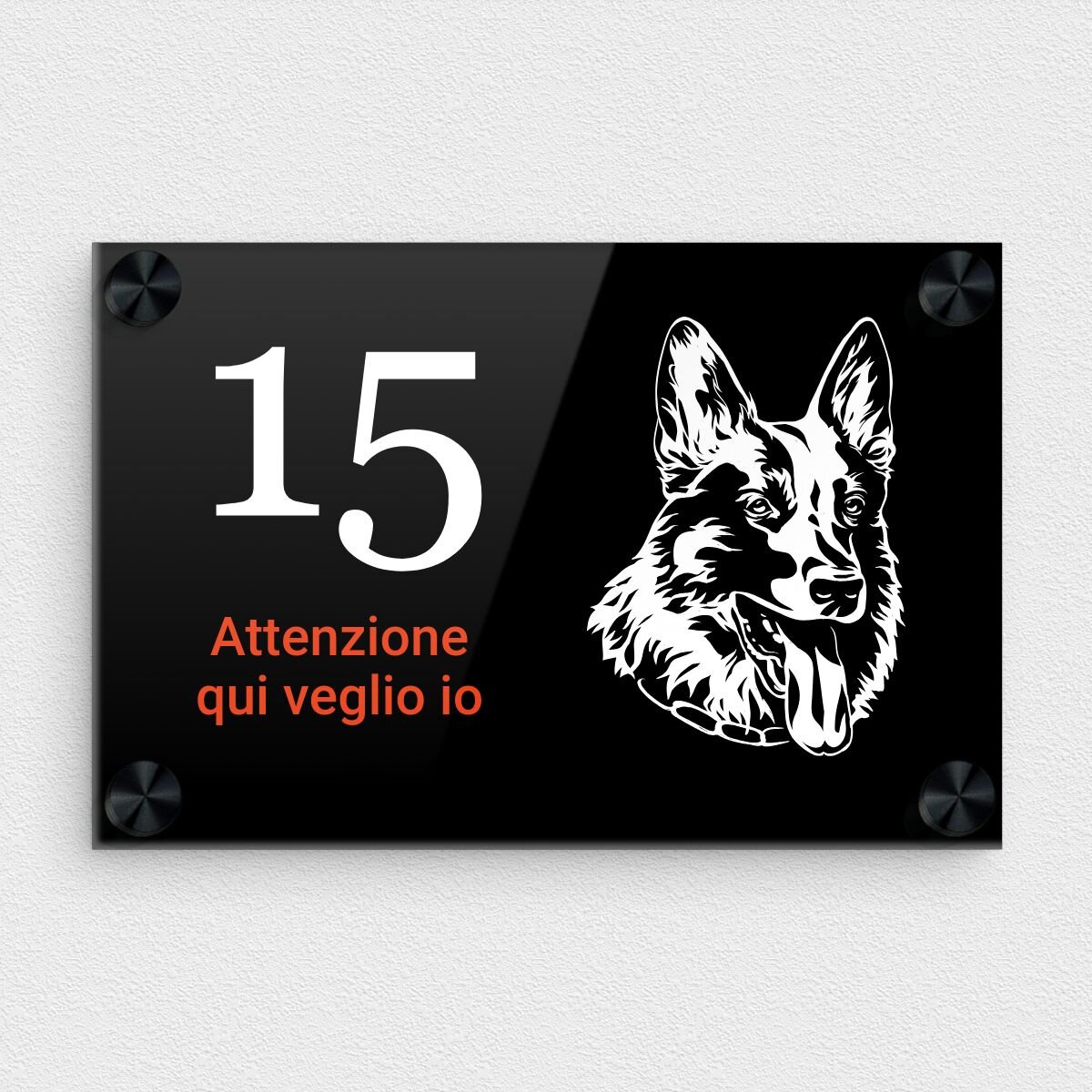 Cartello Personalizzato 'ATTENTI AL CANE' Con Foto E Nome - GFD, In Dibond, Made In Italy, 30x15 Cm