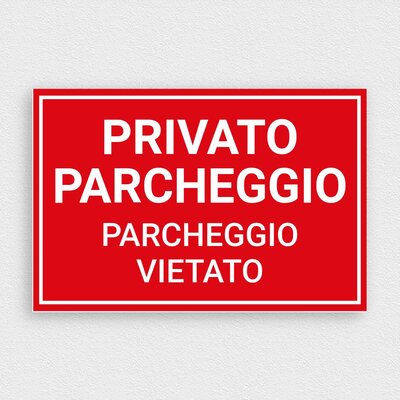 Targa Parcheggio Privato Personalizzabile 52x11cm - Alluminio O PVC Resistente UV Per Esterno