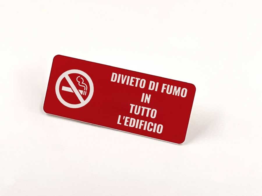 Cartello Vietato Fumare In Metallo 20x30 Cm - Alluminio Per Interni/Esterni Con Fori Per Appendere